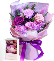 Flowers for Delivery Prime, Preserved Flowers, 5 Forever Purple Roses, Long-Last