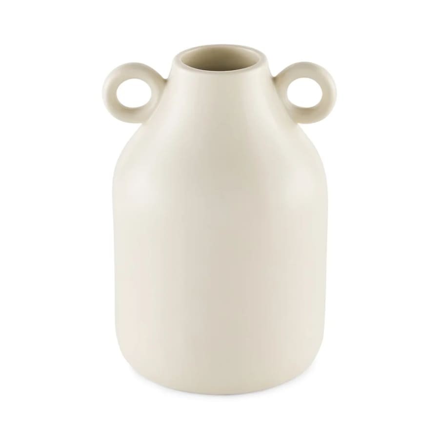Handcrafted Ceramic Vase Tapered Shape with Round Handles for Flowers