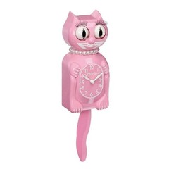 PINK MISS KITTY CAT CLOCK (3/4 Size) 12.75″ Eyes Tail Move Free Battery USA MADE