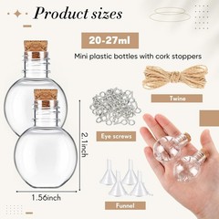 25 Pa 1oz Plastic Mini Pot Bottles with Corks, Small Sand Art