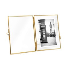 5×7 (2-Pack), Antique Gold, Vintage Style Brass and Glass, Metal Floating Pic…