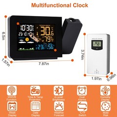 Atomic Projection Alarm Clock Projector Radio-controlled Time Snooze Weather