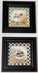 2 Fat Chef Square Shadow Box Picture Excellent Used Condition 6-1/4”W x 1-1/4”T