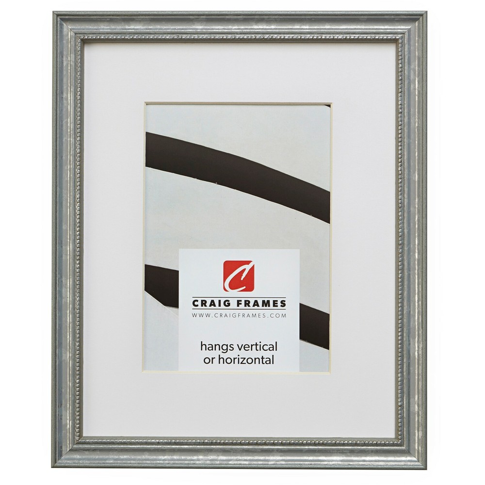 Craig Frames Stratton, .75″ Beaded Aged Silver Wood Picture Frame With a Mat