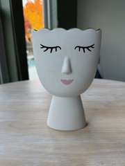 Modern Face Planter | Ceramic Vase | Shelf Decor Flower Pot