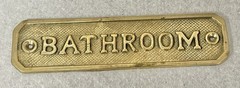 RARE Solid Brass Bathroom Door Sign Vintage Collectible 5.25” x 1.25”