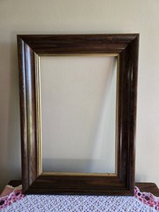 VTG Early American Style Brown Wide Wood Picture Frame Wall Art Gallery Decor