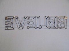 BELIEVE Saying Silver Metal Wall Art Sign 3 Dimensional Plaques Positive Vibes