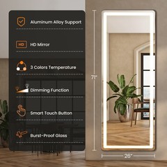 Curved/rectangular LED full-length mirror Floor-length full-length mirror