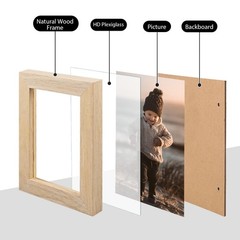 3.5×5 Picture Frame Natural, Solid Wood Frames with Plexiglass for Table Top …