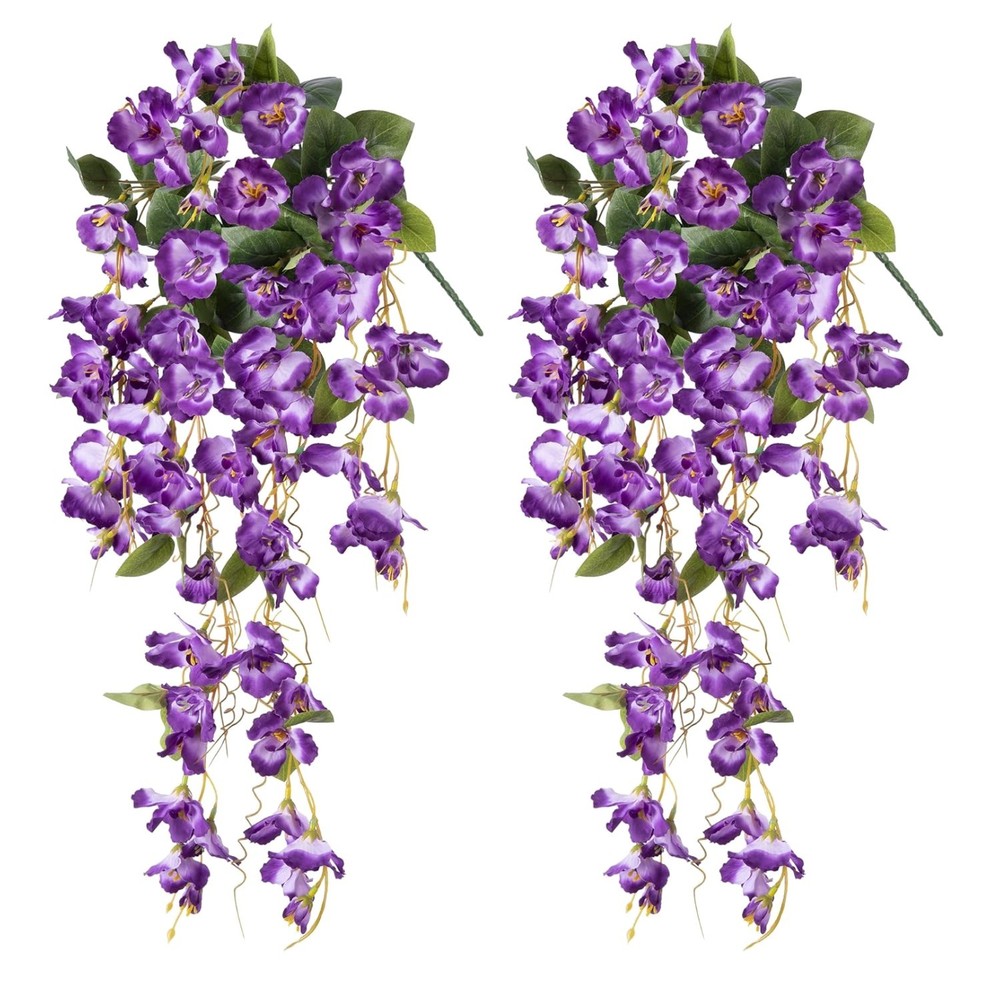 Realistic Hanging Hibiscus Flowers – 2PCS UV Resistant Silk for -Round Charm