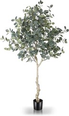 6ft Artificial Eucalyptus Tree in Plastic Nursery Pot, Tall Faux Eucalyptus