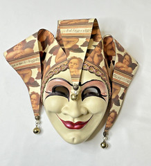 Original Venezia Ceramic Jester Face Wall Hanging Mask – Hand Painted in Italy
