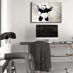 Wall26 – «Stick’em up», Banksy Artwork – Panda Bear with Handguns – Canvas-16×24