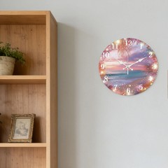Sunset Beach Pattern Wooden Silent Wall Clock No Battery Holiday Home Decors