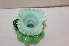 Vintage Fenton Green Beaded Melon Pitcher – Large 8 Inches