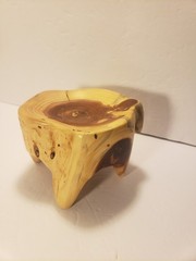 Carved Wood Round Catch-All Dish Bowl Stand Pedestal Freeform 6×4″ Asymmetrical