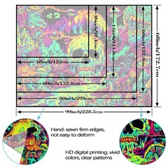 UV Reactive Blacklight Tapestry Hippie Skull Mushroom Trippy Neon Art 48×36