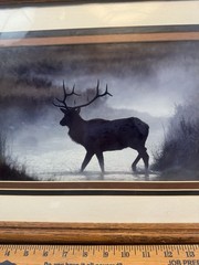 Gerry Lamarre Framed Wildlife Print Bull Elk Horizontal Brown Black Gray
