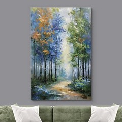 Wall26 Canvas Print Vibrant Pathway Impressionist Forest Pastel Wall Art