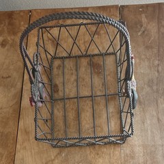 Metal Rectangular Basket with Rooster Décor, Brown Multicolor Indoor