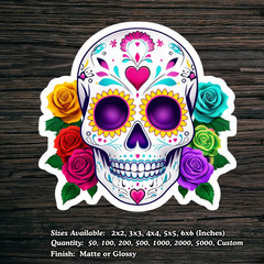MEME SKULL STICKER Waterproof UV RESISTANT Vinyl Die Cut Glossy Matte POD