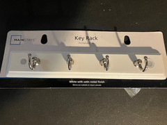 Mainstays Key Rack Featuring A White Wooden Base W/ Four Nickel Hooks