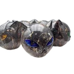Luxury Black Cat Stone Sculpture Elegant Home Decor & Gift-Ready Craft Cat