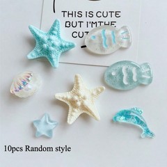 10Pcs Ocean Theme Resin Fridge Magnets Starfish Shell Fish Decor