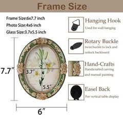 Vintage Picture Frames 4×6 Oval Green Antique Ornate Picture Frames with Embo…