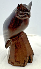 Ironwood 7” Hand Carved Wooden Owl Figurine Rustic Woodland Decor Statue Damaged