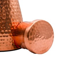 Pure Copper Water Bottle 1 Liter with Inbuilt Glass | Hammered Finish Drinkware