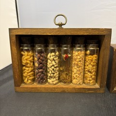 2 x Vintage 6″x8″ Wood Shadowbox w/Grains Flowers Seeds Rustic Kitchen Decor