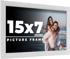 15×7 Frame White Real Wood Picture Frame Width 0.75 inches | Interior Frame Dept