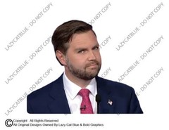 JD Vance Smirk Judgmental Decal Sticker Meme Trump 2024 Grin MAGA Political Joke