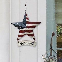 Metal American Flag Barn Star Wall Decor Patriotic Hanging USA Red White Blue St