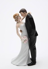 Ceramic Traditional Caucasian Wedding Bride and Groom Couple Figurine, Wedding D