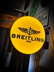 Breitling 1884 Round LED Light Box | Double Sided Garage Sign RGB Option
