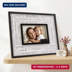 Wooden Mom Picture Frame Decor, 11×9 Inch Mothers Day Photo Frames Sign Plaque,