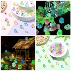 60x Luminous Resin Chicks Glow in The Dark Figurines for Landscape Jewelry Decor