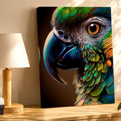 Wall Art Colorful Parrot Close Up Portrait Canvas Print Tropical Bird Decor
