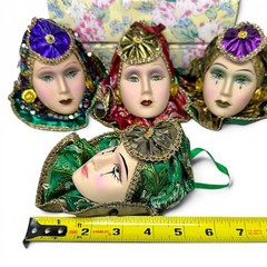 Vintage Ceramic Mask Mardi Gras Wall Hanging Art Deco Eclectic Decor Lot Of 6