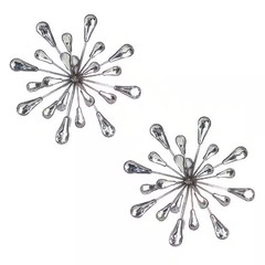 7 In. X 7 In. Metal and Acrylic Silver Starburst Wall Art (Set of 2)