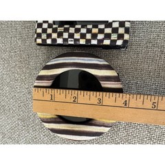 MacKenzie Childs Fabric Picture Frame Mini Black Courtly Check Striped Set of 3