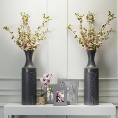 26 In. Metal Vases in Black (Set of 2)