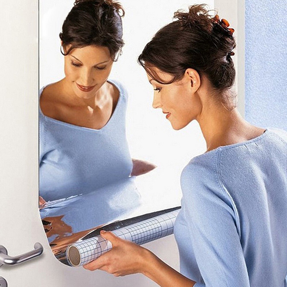 50*100cm Self Adhesive Mirror Wall Sticker Reflective Film Paper Home Bathroom