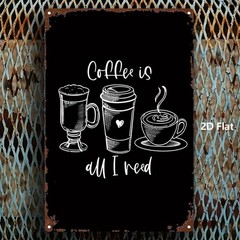 Metal Coffee Cup Tin Sign 8×12 Inches Vintage Distressed