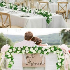 6× Garland Wall Artificial Hanging Rose Flowers Vine 7.5 Ft Wedding Home Decor