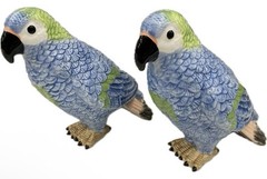 Set of 2 – Colorful Ceramic Parrots Sculpture, 8” Tall (1 has 2 small chips)