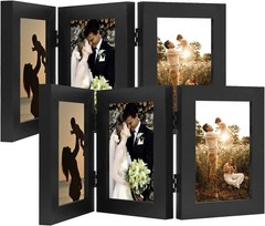 2 Pack 4×6 Black Collage Picture Frame 3 Opening Real Glass Tabletop Gallery